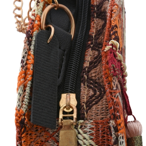 Thailand Designer ,ROYAL SIAMESE Handmade Embroidery Orange Faux Leather NWT - Picture 4 of 5